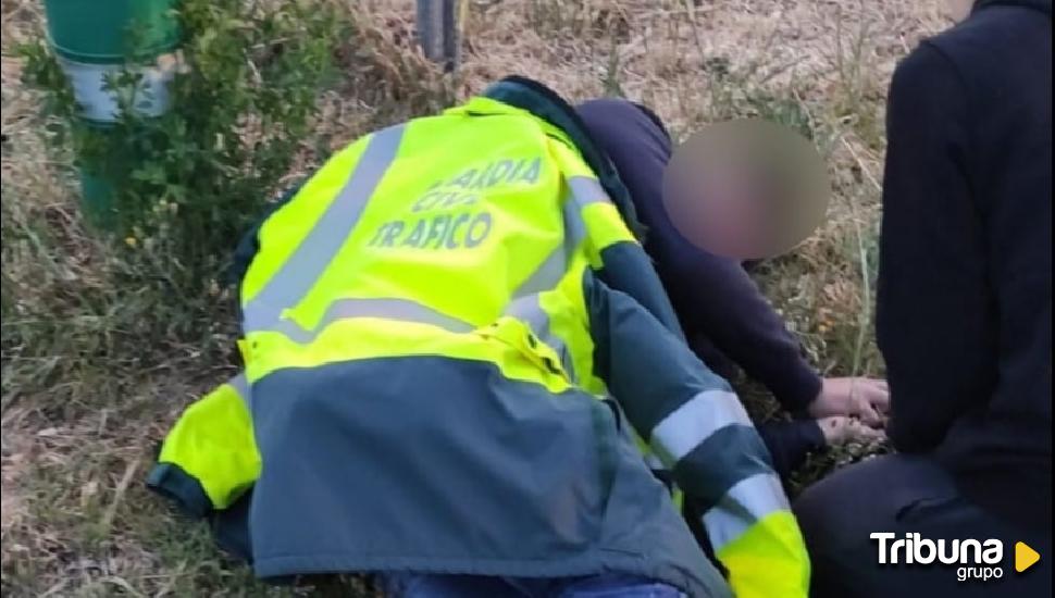 El auxilio de la Guardia Civil a un joven peatón tumbado en una carretera en Zamora